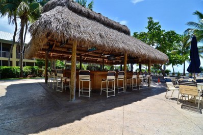 The tiki bar next to the pool.