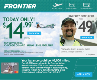 $14.99 Fares on Frontier